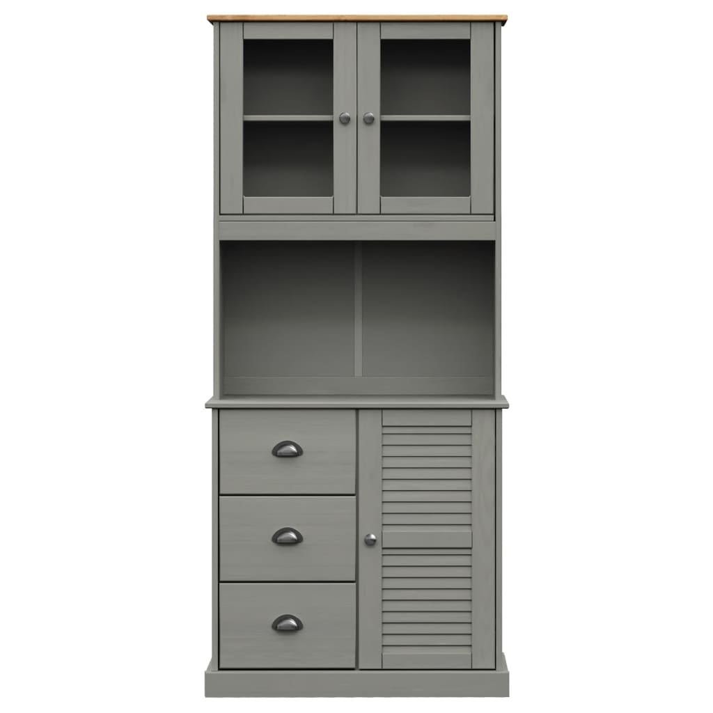 vidaXL Highboard VIGO Grau 78x40x175 cm Massivholz Kiefer