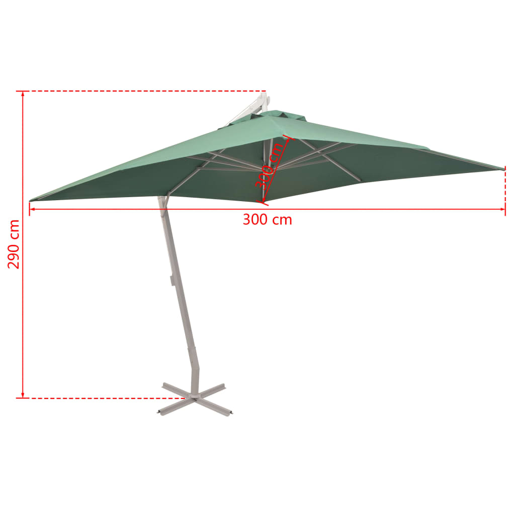 vidaXL Ampelschirm 300x300 cm Grün Aluminium-Mast