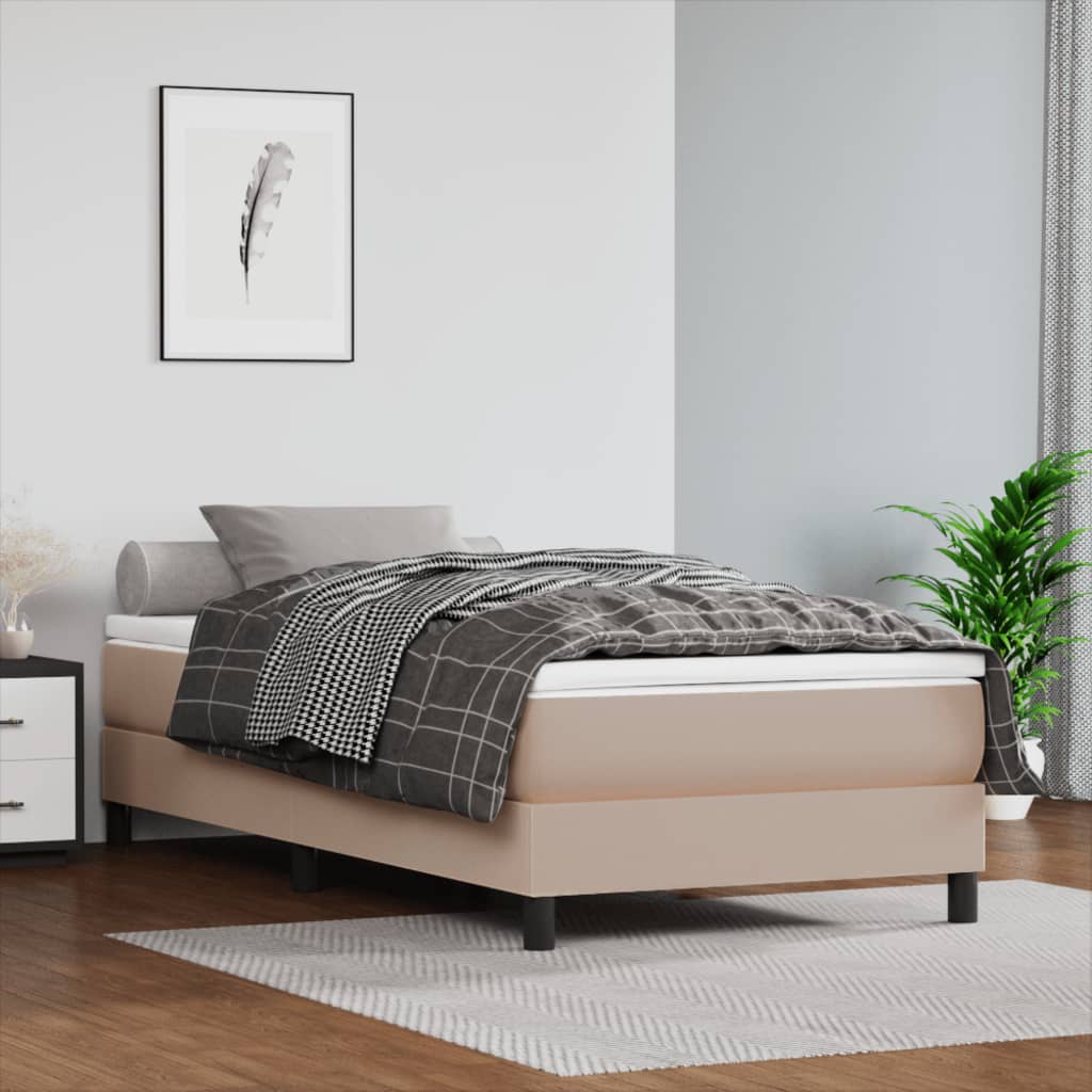 vidaXL Boxspringbett Matratze Cappuccino-Braun 100x200cm Kunstleder