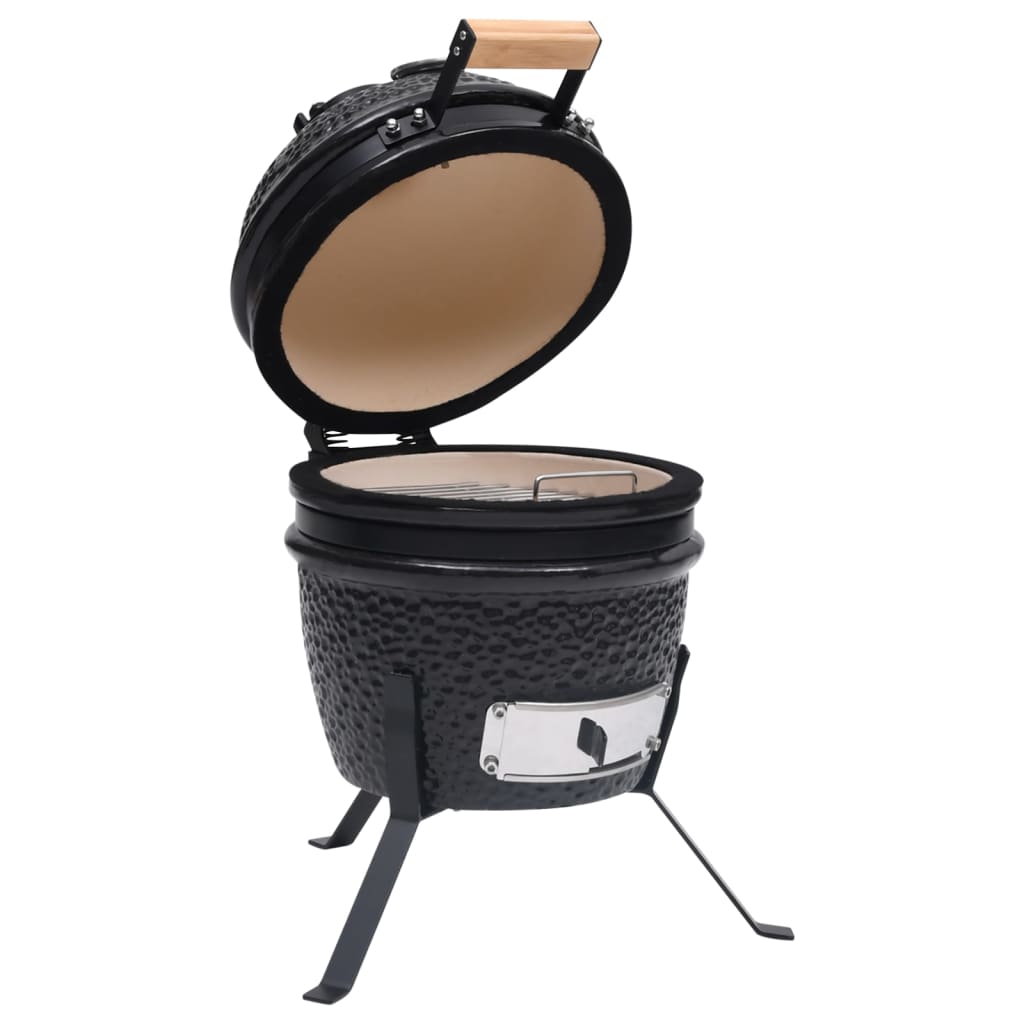 vidaXL 2-in-1 Kamado-Grill Smoker Keramik 56 cm Schwarz