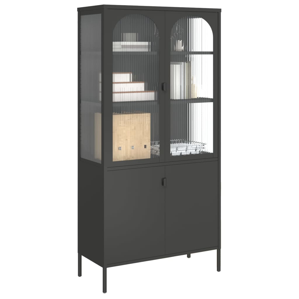 vidaXL Highboard Schwarz 90x40x180 cm Glas und Stahl