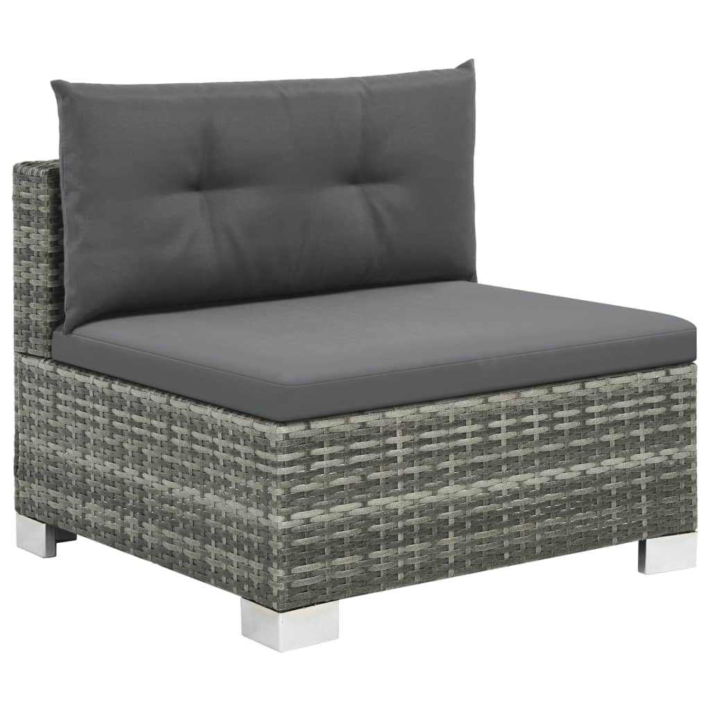 vidaXL 10-tlg. Garten-Lounge-Set mit Auflagen Poly Rattan Grau