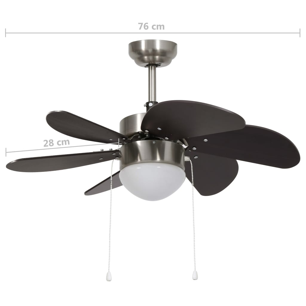 vidaXL Deckenventilator mit Lampe 76 cm Dunkelbraun