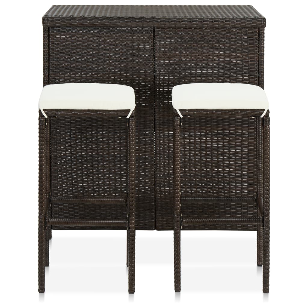 vidaXL 3-tlg. Bar Set Poly Rattan Braun