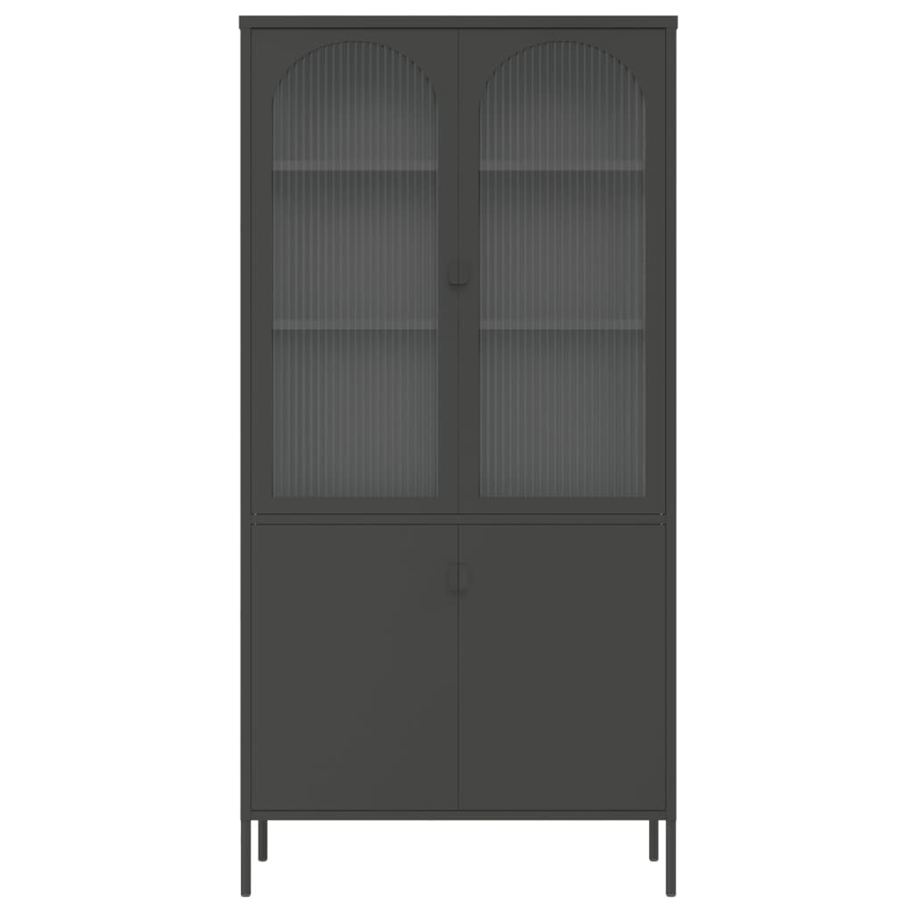 vidaXL Highboard Schwarz 90x40x180 cm Glas und Stahl