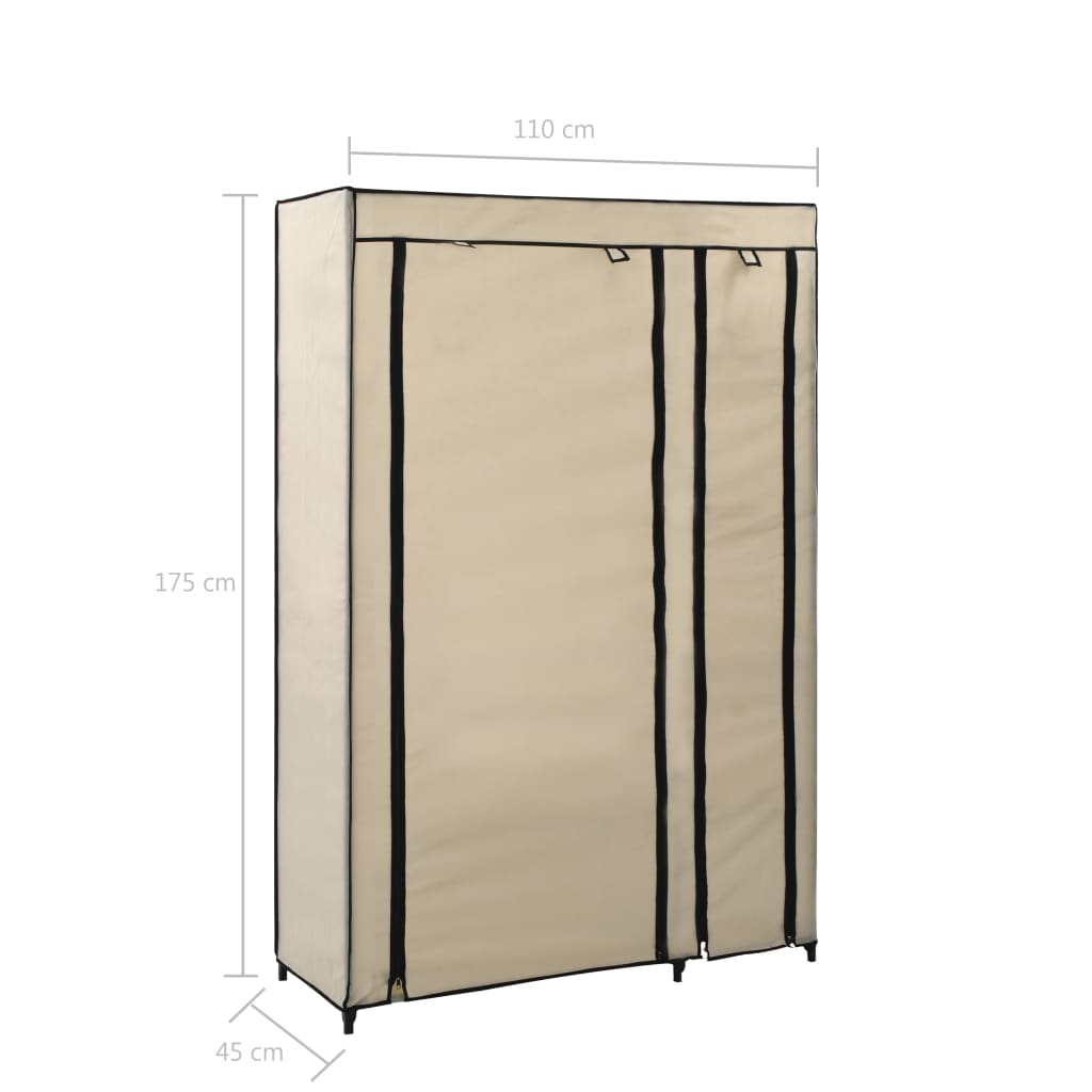 vidaXL Faltschrank Creme 110x45x175 cm Stoff