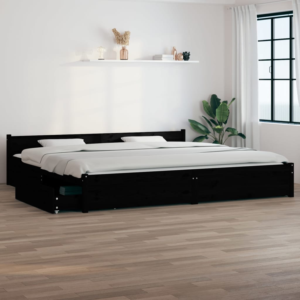 vidaXL Bett mit Schubladen Schwarz 180x200 cm